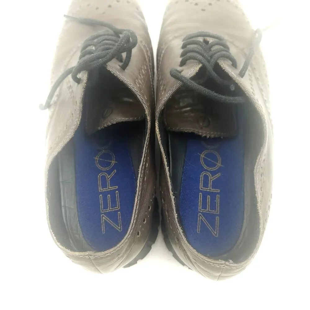 Cole Haan Zerogrand Shoes Mens 10.5 M Brown Gray Leather Wingtip Oxford